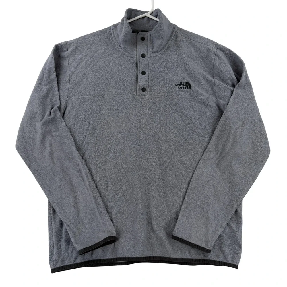 The North Face Pullover Mens Large Gray 1/4 Snap‎ Neck Fleece Hiking Thermal Top